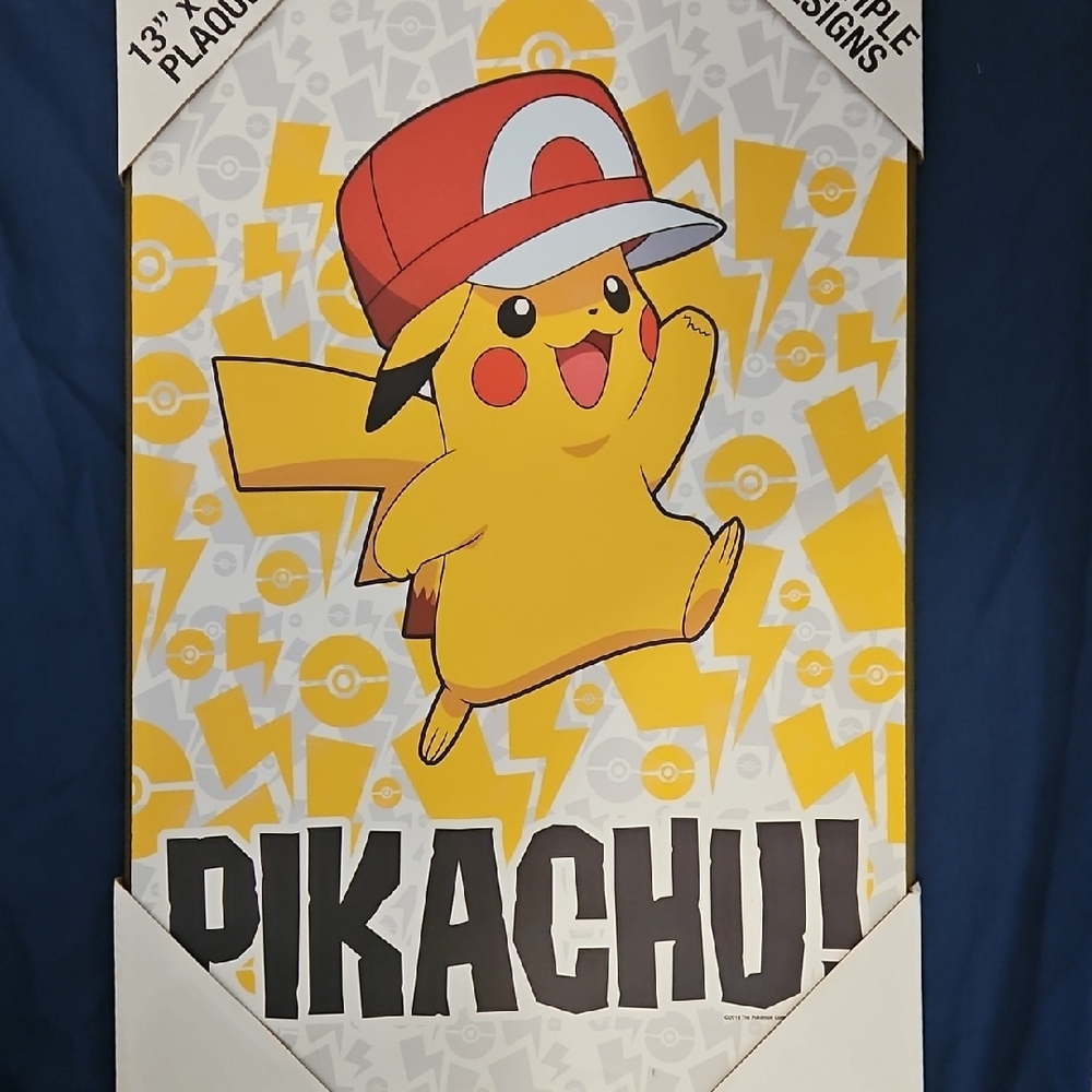 Wooden PIKACHU sign